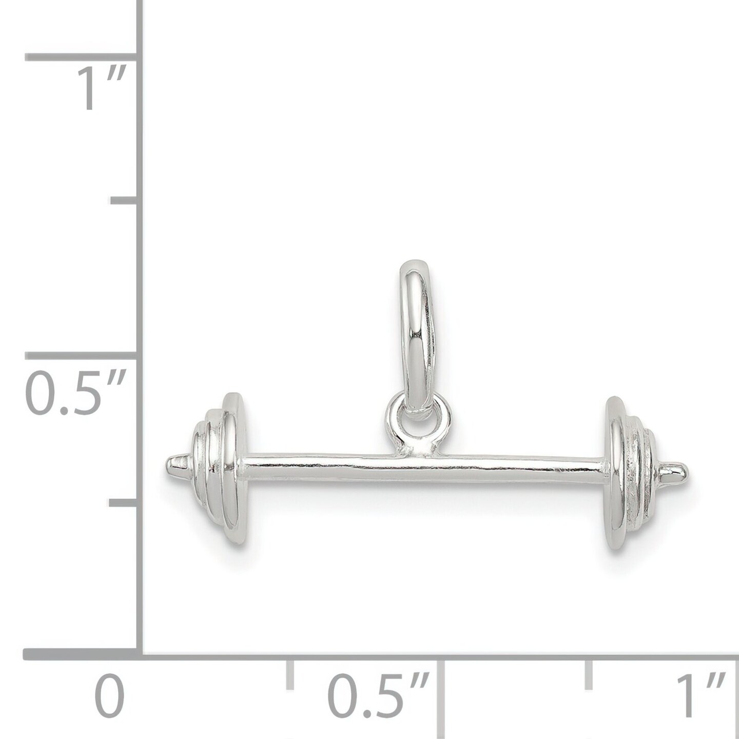 Sterling Silver Barbell Charm Pendant Weightlifting