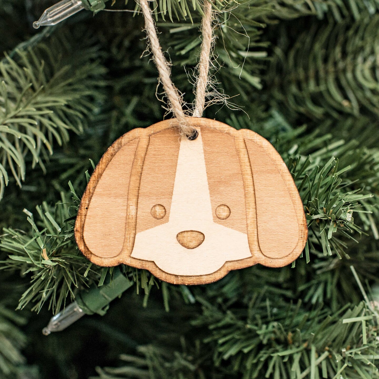 Ornament - Cute Puppy - Raw Wood 3x2in Ornament - Cute Puppy - Raw Wood 3x2in