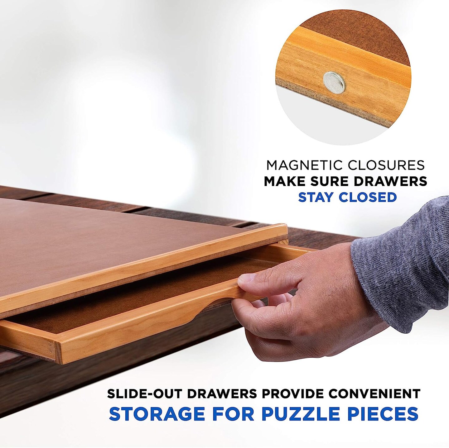 Jumbl 1000 Piece Puzzle Board, 23&#x201D; x 31&#x201D; Wooden Jigsaw Puzzle Table &#x26; Trays