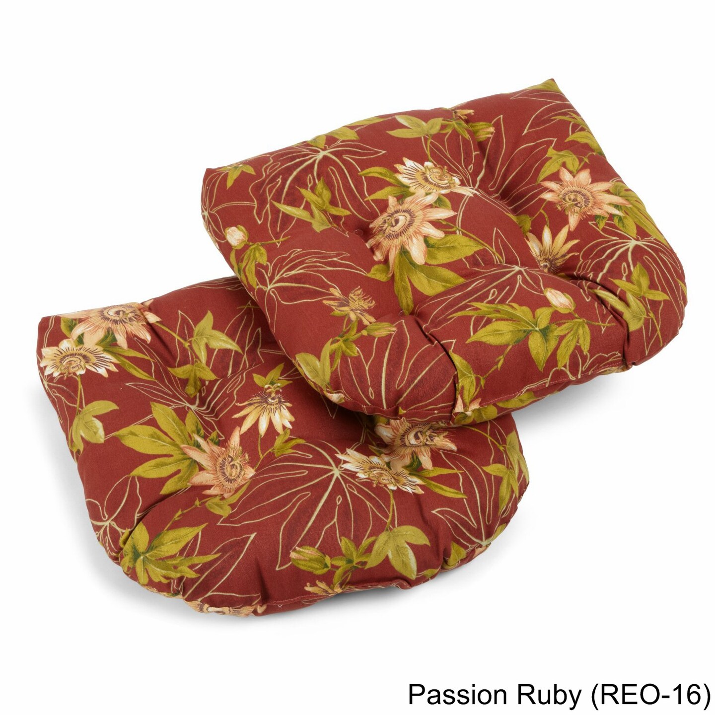 19-inch U-Shaped Outdoor Spun Polyester Tufted Dining Chair Cushion (Set of 2) - Passion Ruby