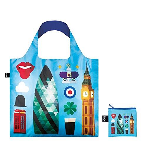 LOQI HEY Studio London Reusable Shopping Bag, Blue