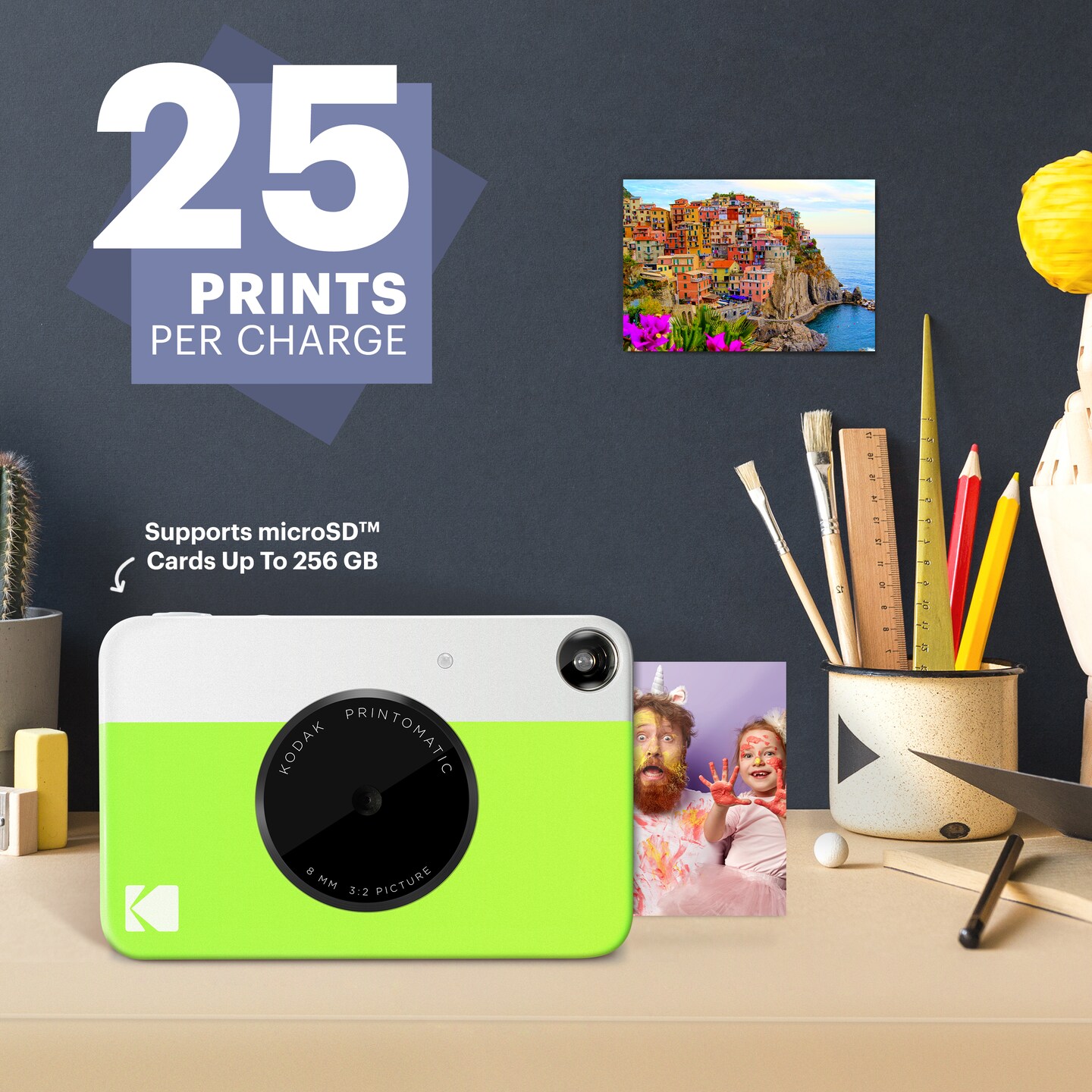 KODAK Printomatic Digital Instant Print Camera, Supports Sticky-Backed 2x3&#x22; Zink Photo Paper