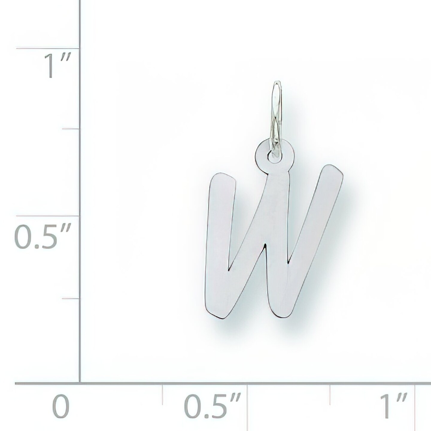 Sterling Silver Small Initial Letter W Charm Pendant Jewerly 19mm x 8mm