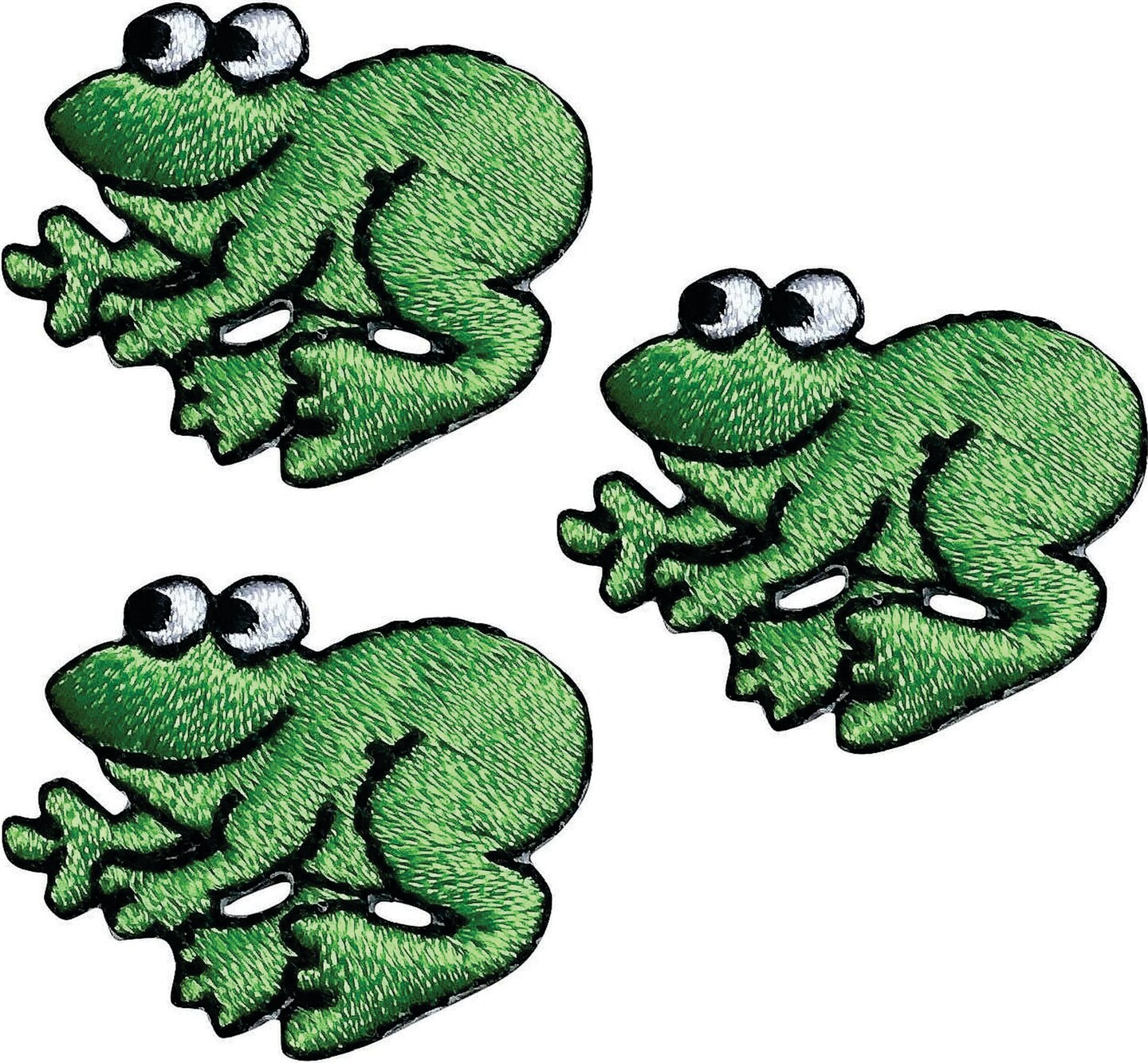 Set of 3, Frog Patch, Miniature Patches, Embroidered, Iron on Patch