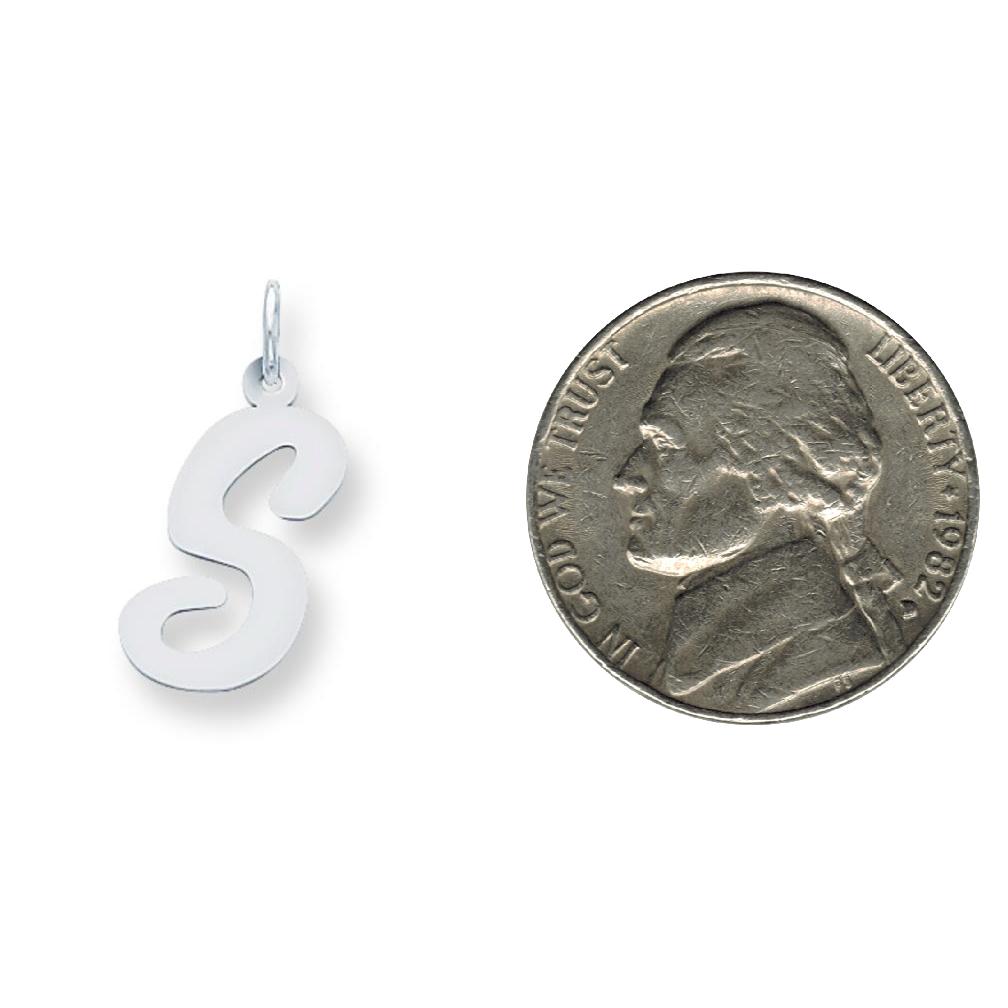 Sterling Silver Large Script Initial Letter S Charm Jewerly 21mm x 11mm