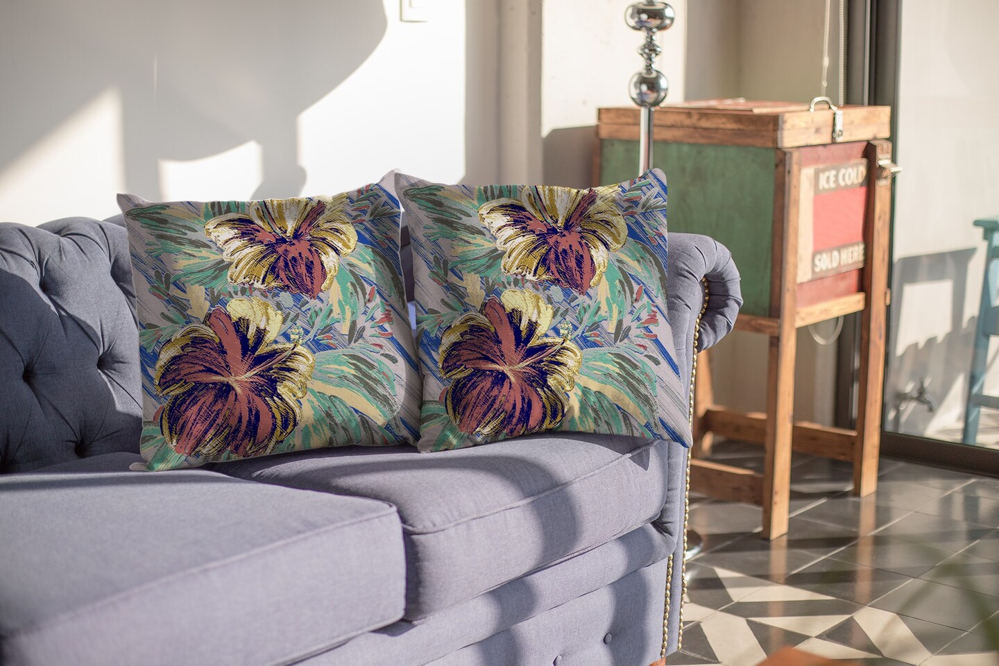 18 Terracotta Hibiscus Suede Decorative Throw Pillow