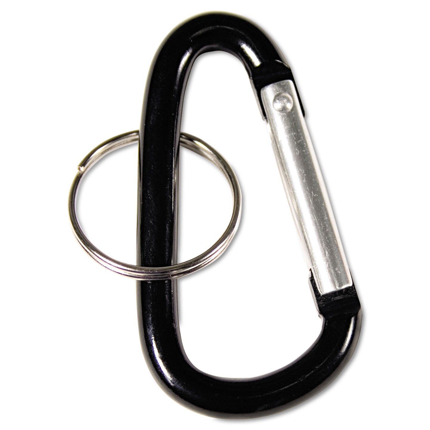 Advantus Carabiner Key Chains Split Key Rings Aluminum Black 10 Pack