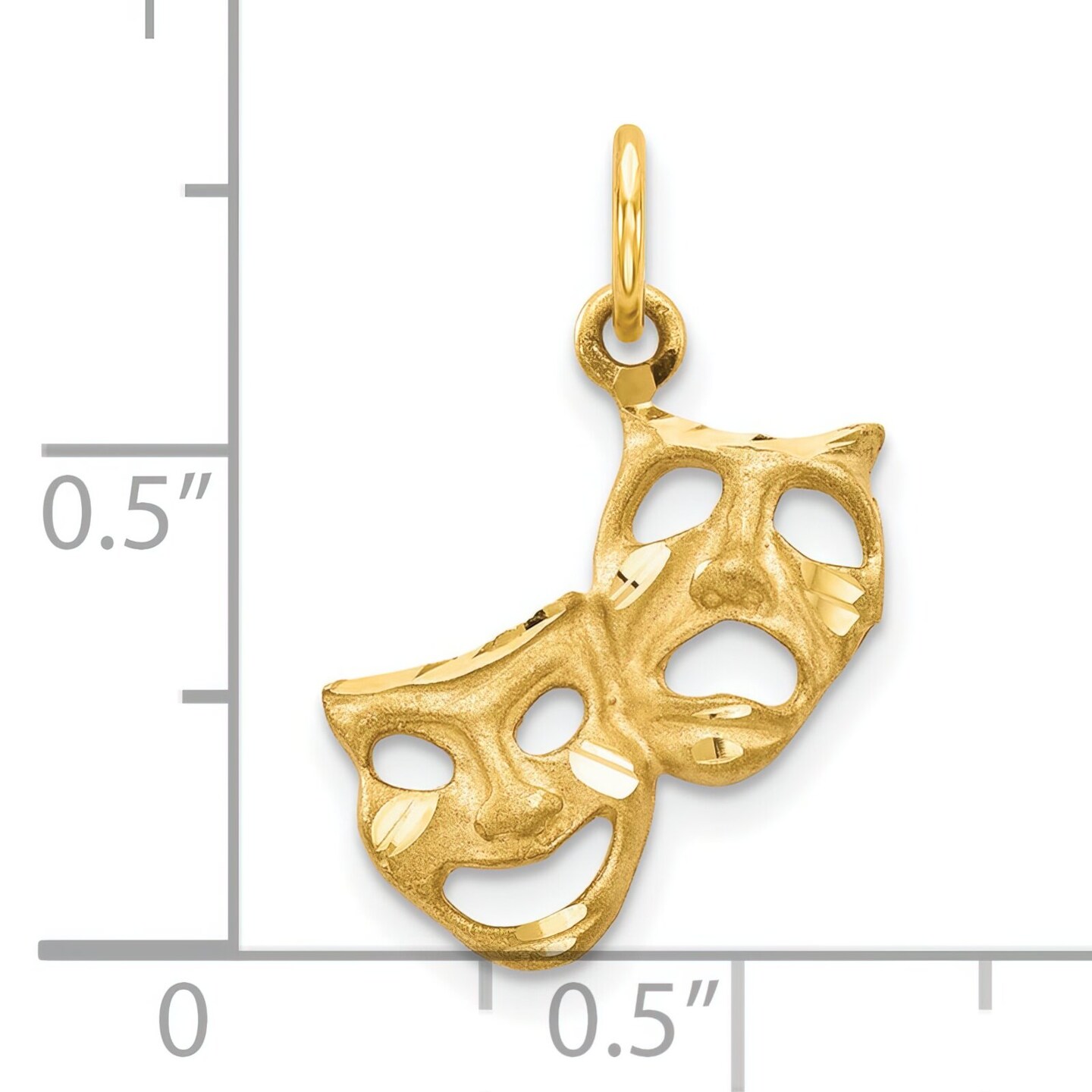 10K Gold Comedy &#x26; Tragedy Charm Smile Now Cry Later |A Jewerly 21mm x 16mm