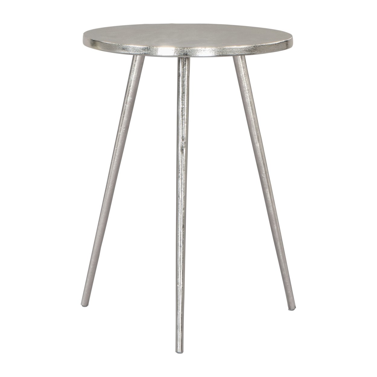 Politik Side Table Silver Cast Aluminum Boho Chic Nightstand Living Room