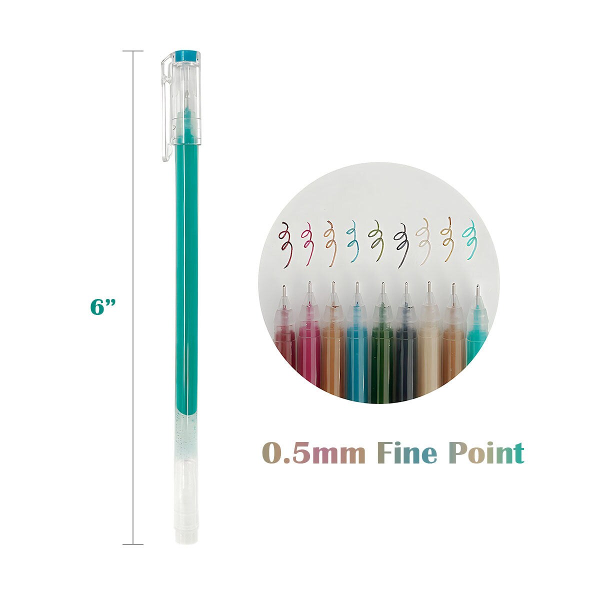 Wrapables Colorful Gel Ink Pens, 0.5mm Fine Point, for Home, Office, Stationery (Set of 9)