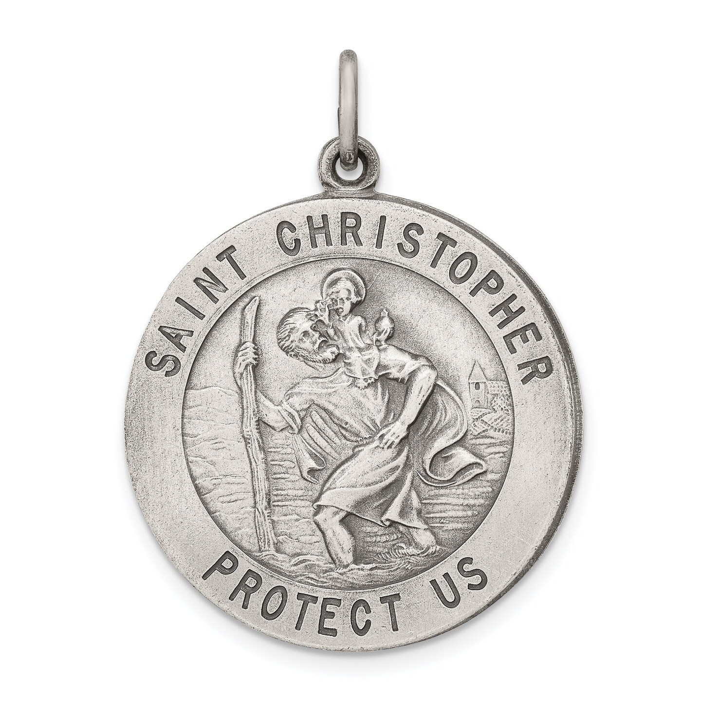Sterling Silver Saint Christopher Round Medal