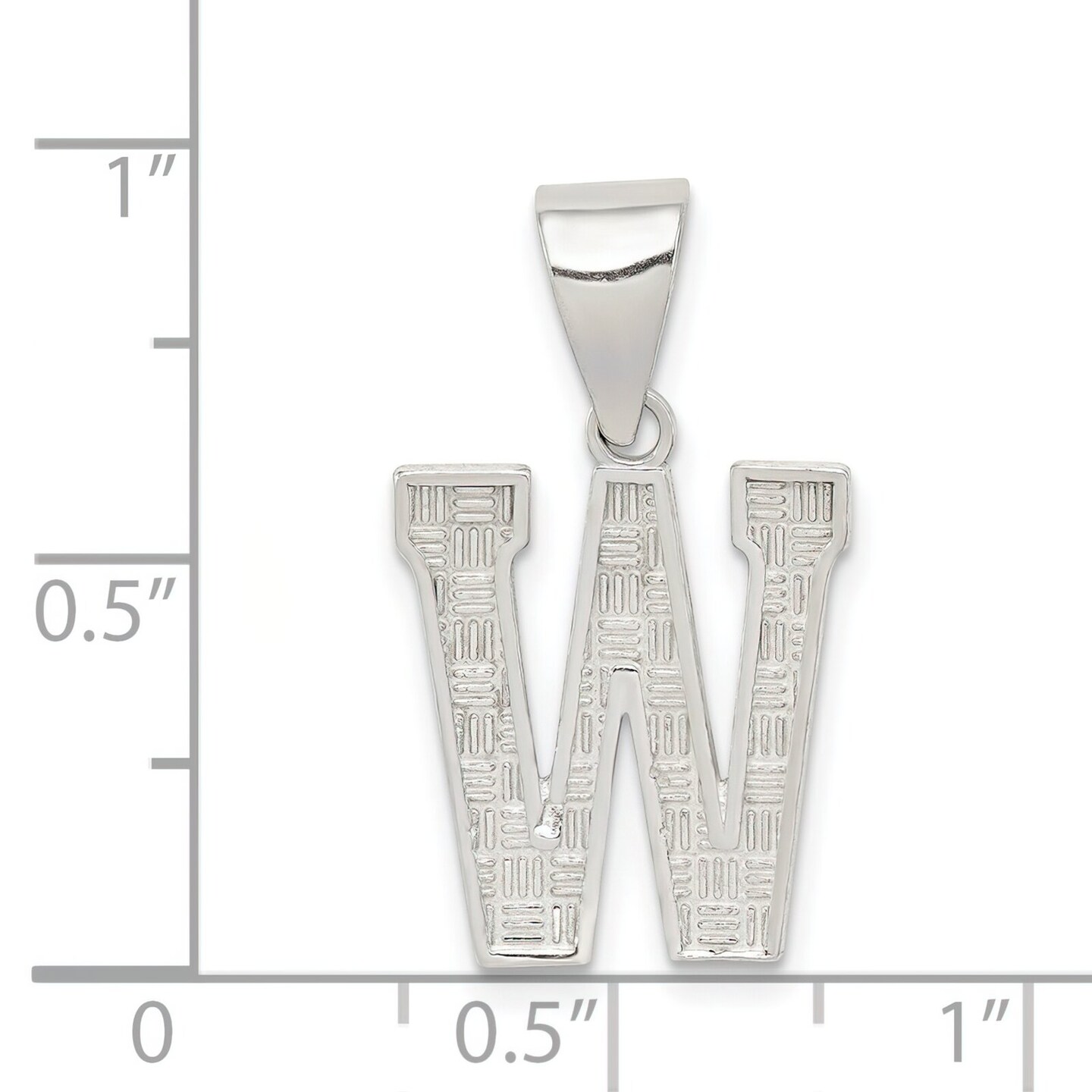Sterling Silver Initial Letter W Charm Pendant Jewelry 25mm x 9mm