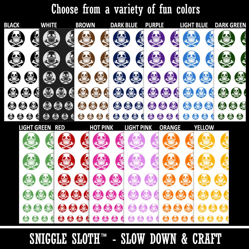 Skull Wearing Mask Temporary Tattoo Water Resistant Fake Body Art Set Collection