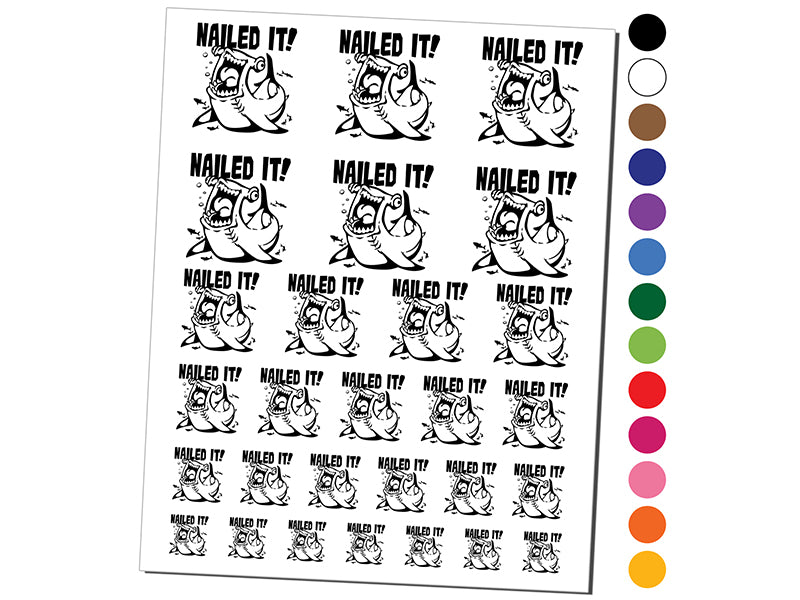 Nailed It with Happy Hammerhead Shark Temporary Tattoo Water Resistant Fake Body Art Set Collection