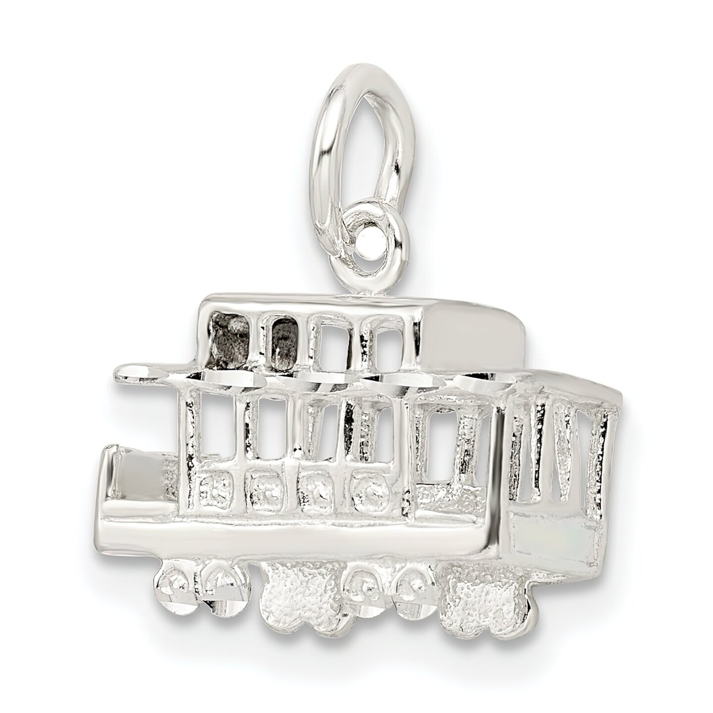 Sterling Silver Trolley Charm Jewelry San Francisco 14mm x 18mm