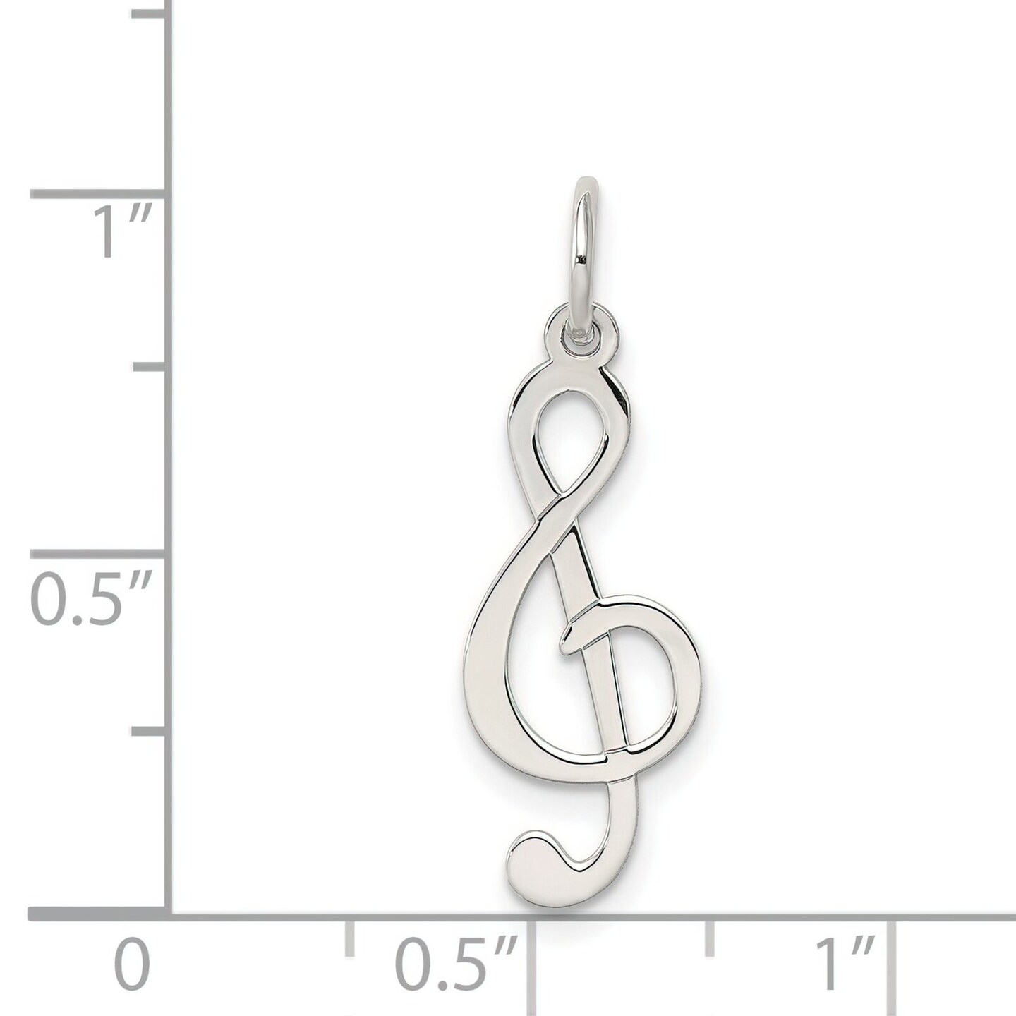 Sterling Silver Treble Clef Charm Pendant Music Jewelry 20 X 9mm