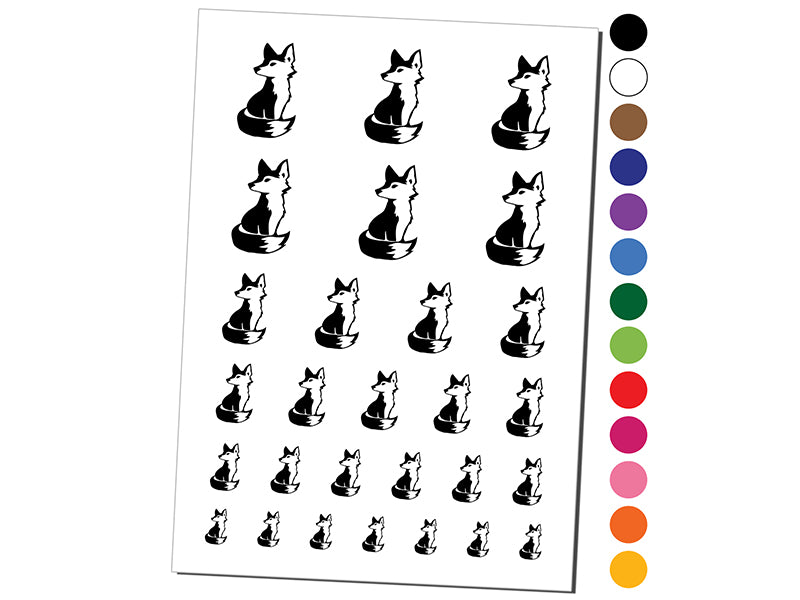 Curious Fox Sitting Looking Back Temporary Tattoo Water Resistant Fake Body Art Set Collection