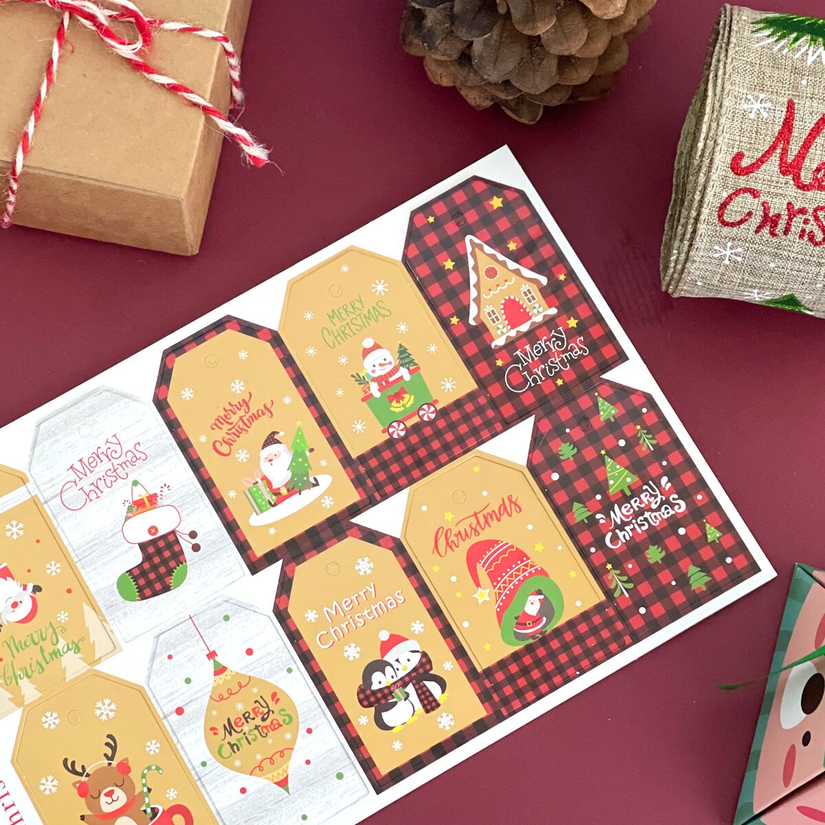 Wrapables Christmas Holiday Gift Tags/Kraft Paper Hang Tags for Gift-W