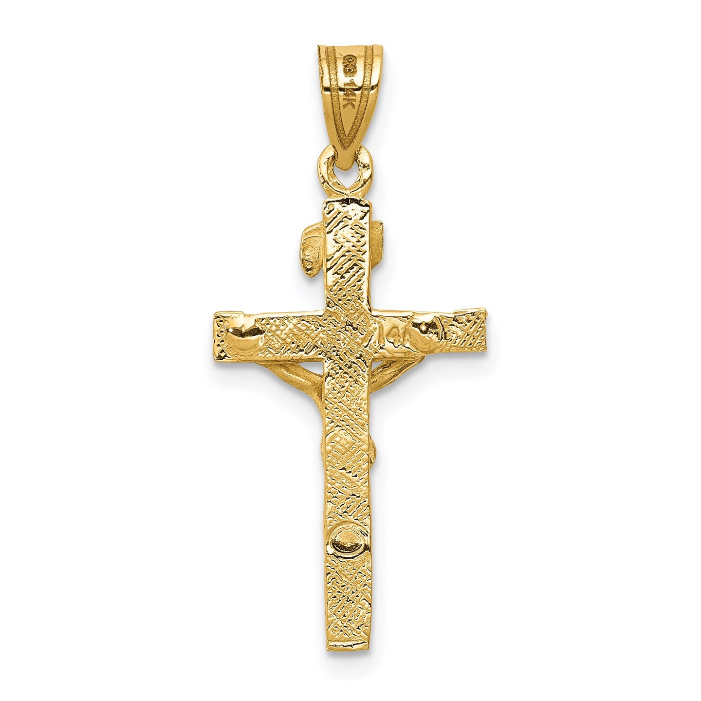 14K Yellow Gold INRI Crucifix Charm Pendant Jewelry 31mm x 9mm
