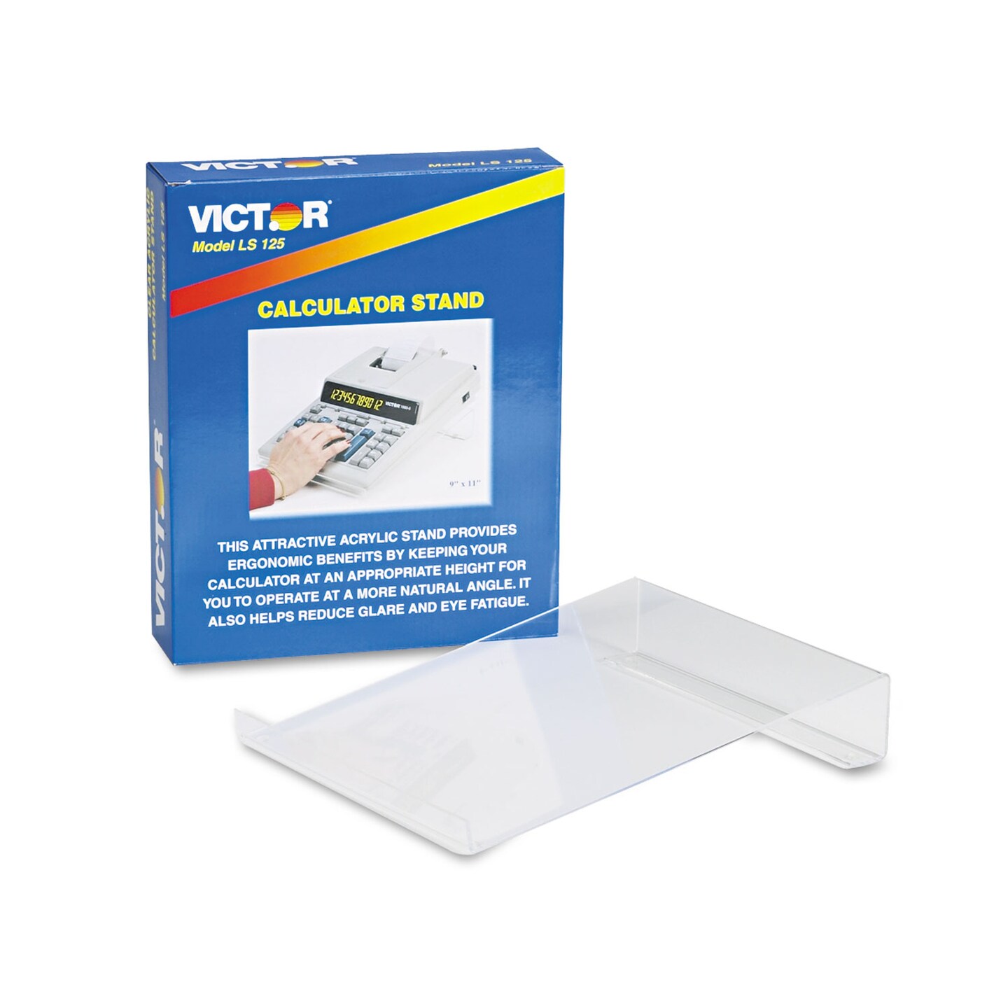 Victor Large Angled Acrylic Calculator Stand 9 x 11 x 2 Clear