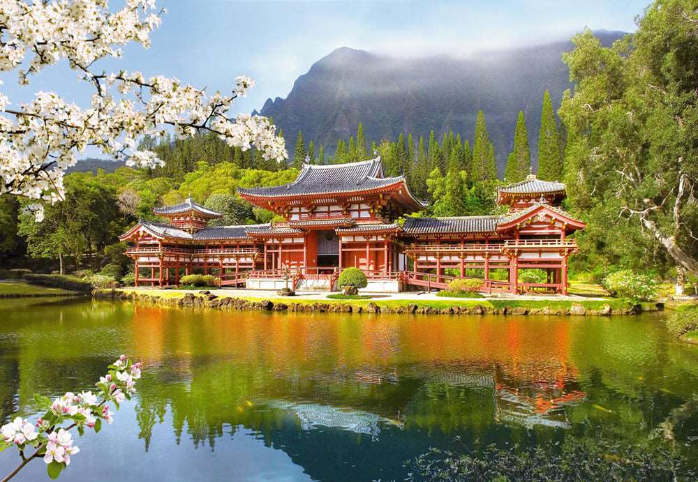 1000 Piece Jigsaw Puzzle, Replica of the Old Byodi-on Temple, Memorial Park Kahaluu, O'ahu, Hawaii, Adult puzzle, Castorland C-101726-2