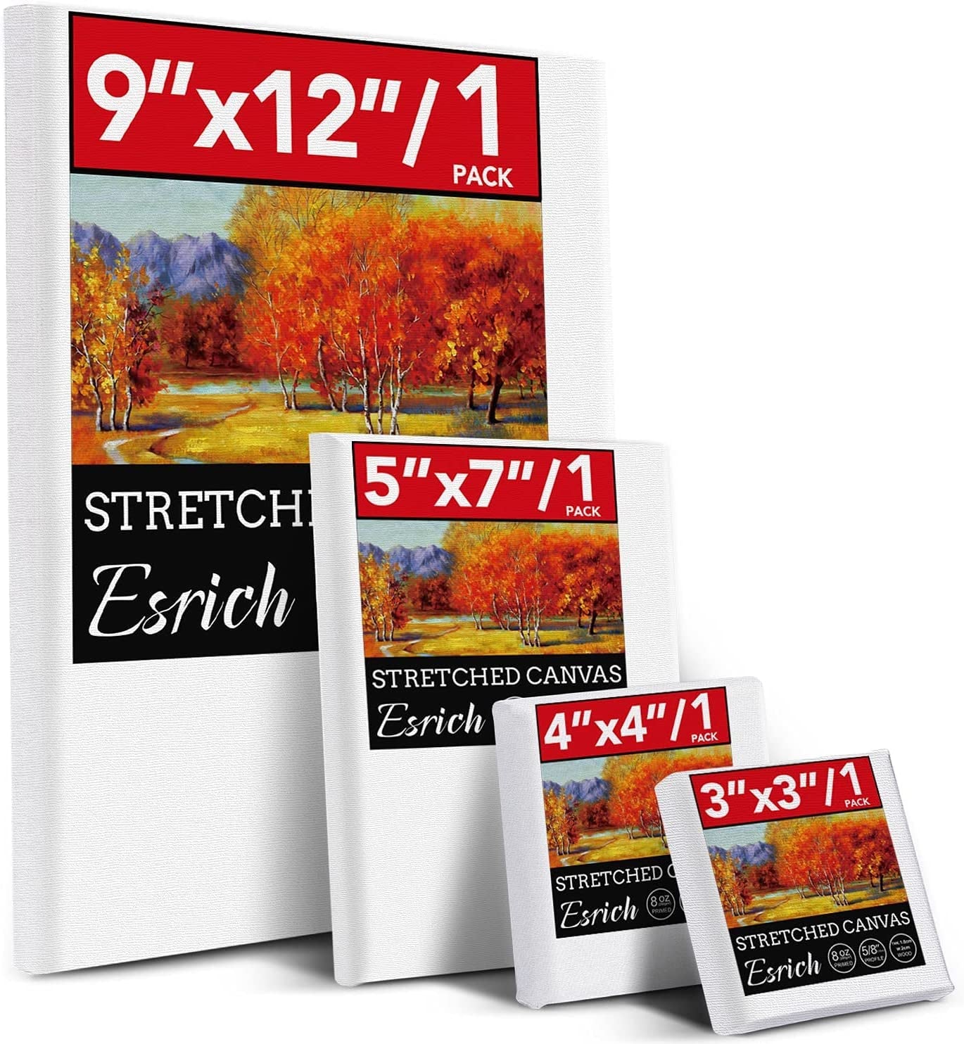 3 Pack Canvases for Painting with Multi Pack 11X14", 5X7", 8X10