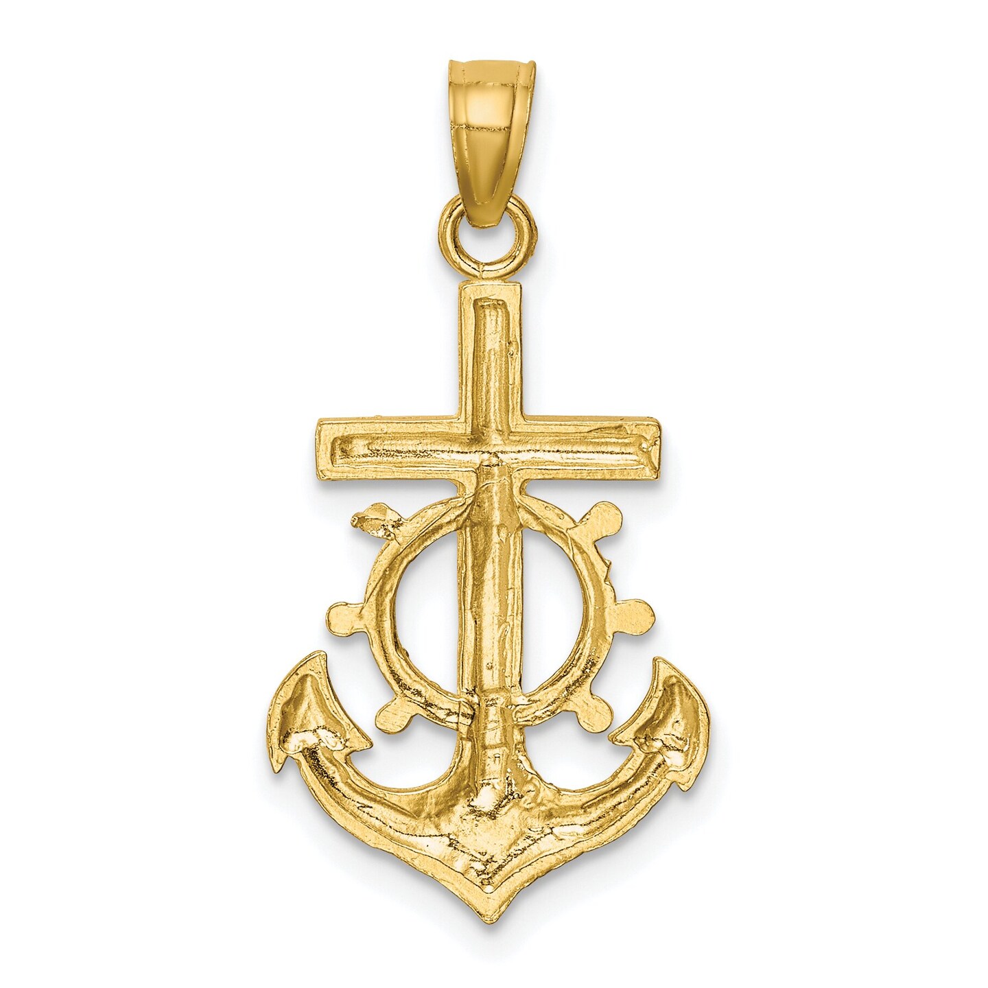 10K Gold Mariner Crucifix Pendant Charm Jewelry 30mm x 16mm