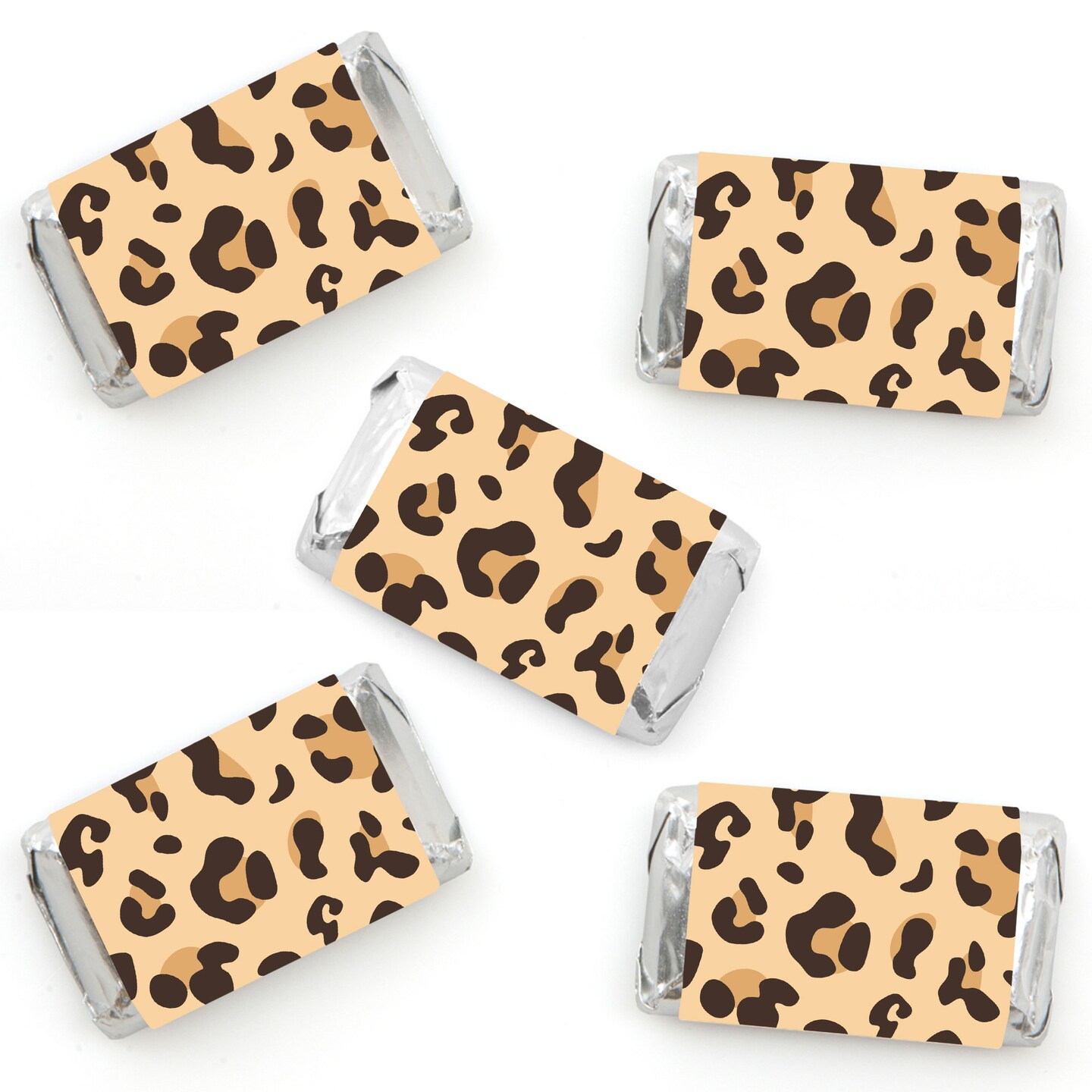 Big Dot of Happiness Leopard Print - Mini Candy Bar Wrapper Stickers - Cheetah Party Small Favors - 40 Count