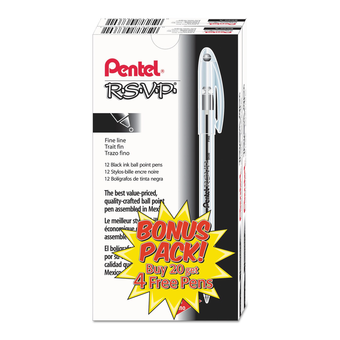 Pentel R.S.V.P. - Ballpoint pen - black - 0.7 mm - fine