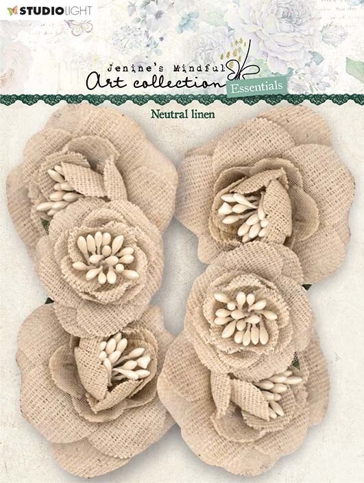 Studio Light Paper Flowers 12/Pkg-Nr. 05, Neutral Linen