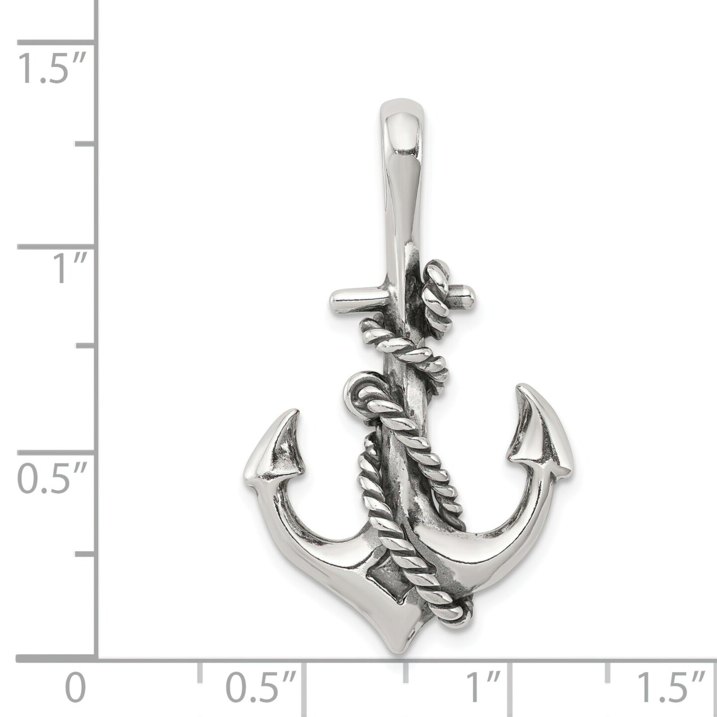 Sterling Silver Antiqued Fouled Anchor Pendant Charm Jewerly 33mm x 21mm