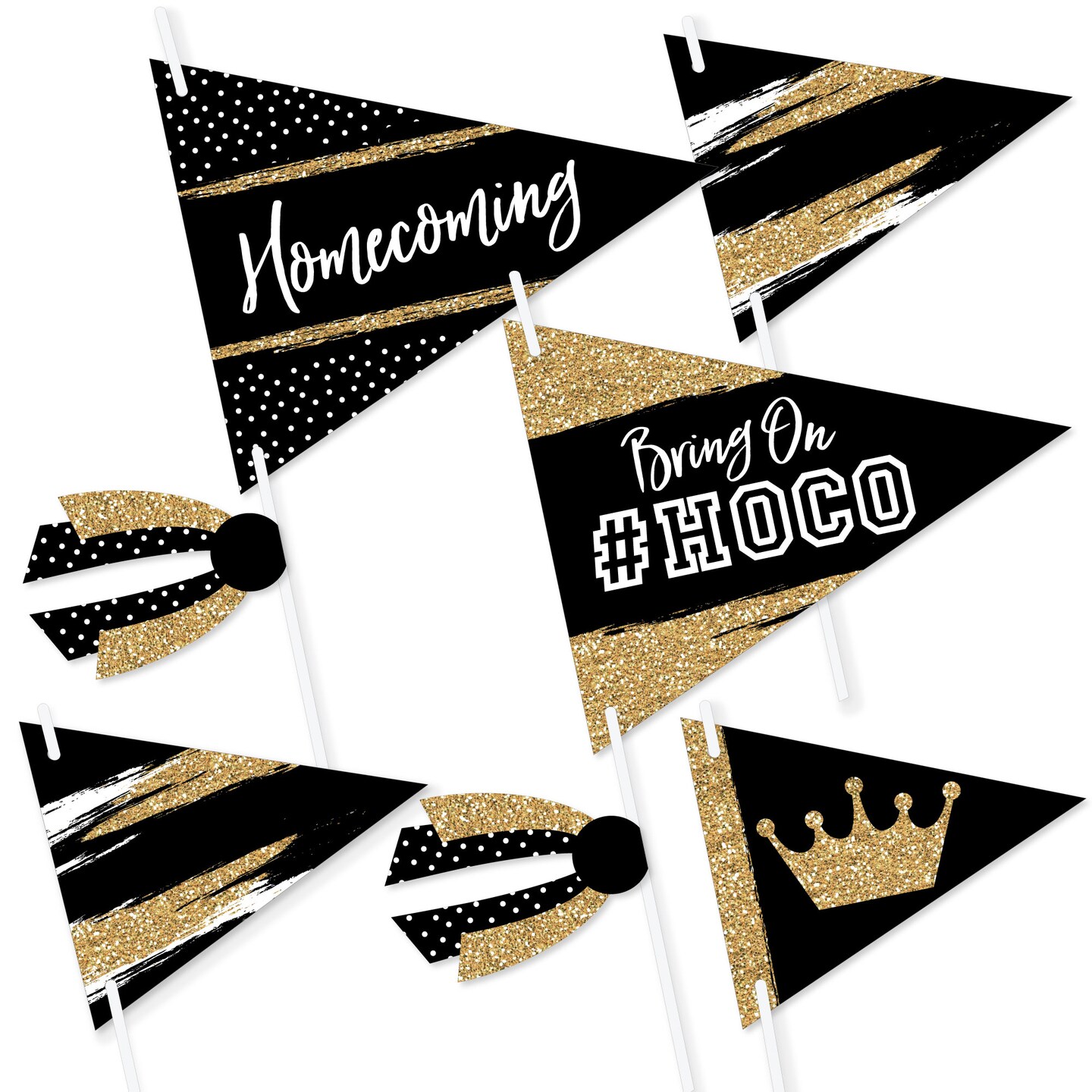 Big Dot of Happiness HOCO Dance - Triangle Homecoming Photo Props - Pennant Flag Centerpieces - Set of 20