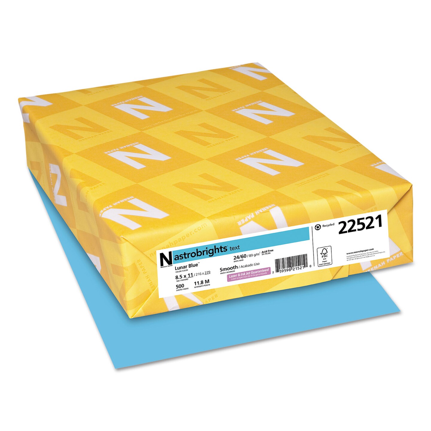 Astrobrights Color Paper 24 lb 8.5 x 11 Lunar Blue 500/Ream