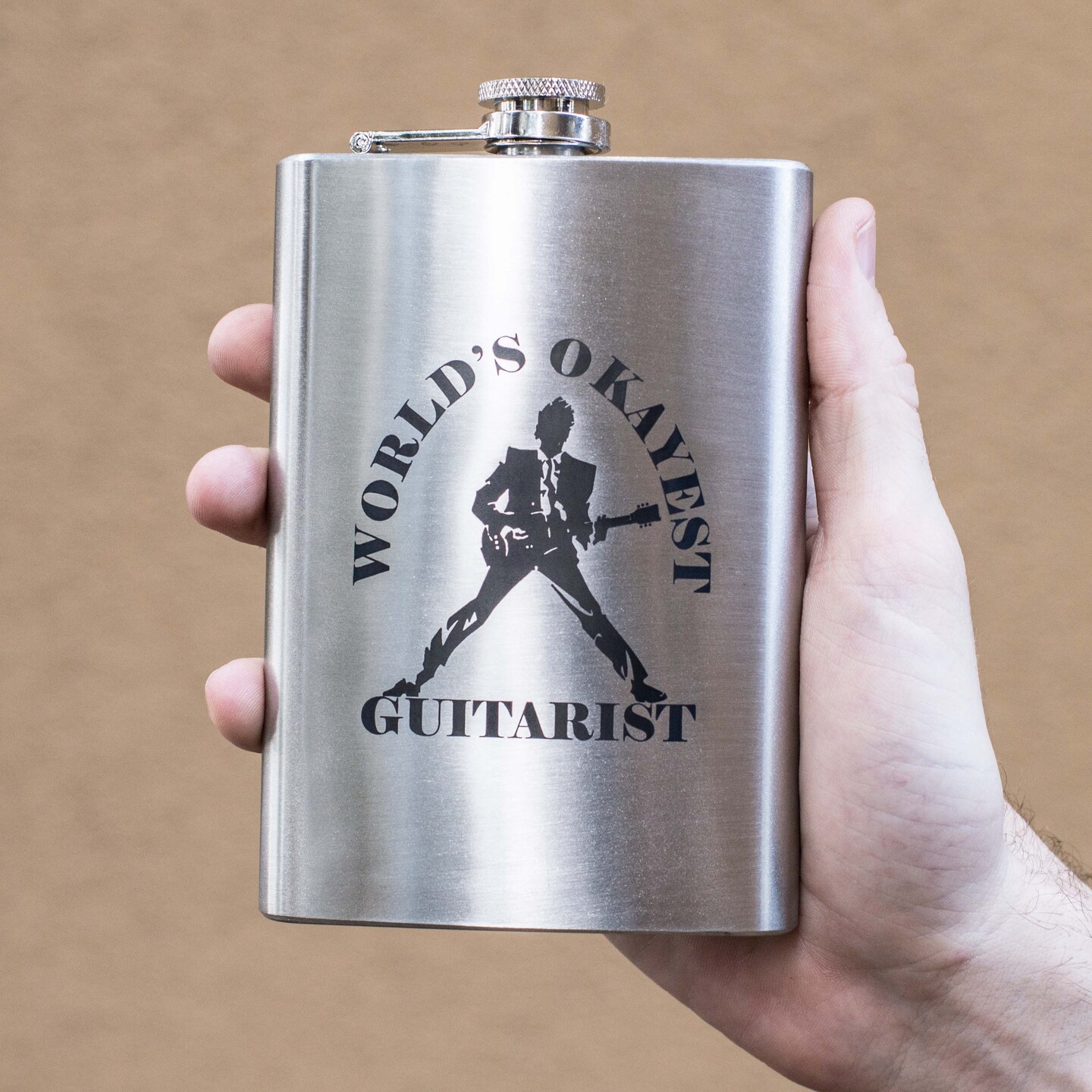 8oz World's Okayest Guitarist Stainless Steel Flask 8oz World's Okayest Guitarist Stainless Steel Flask