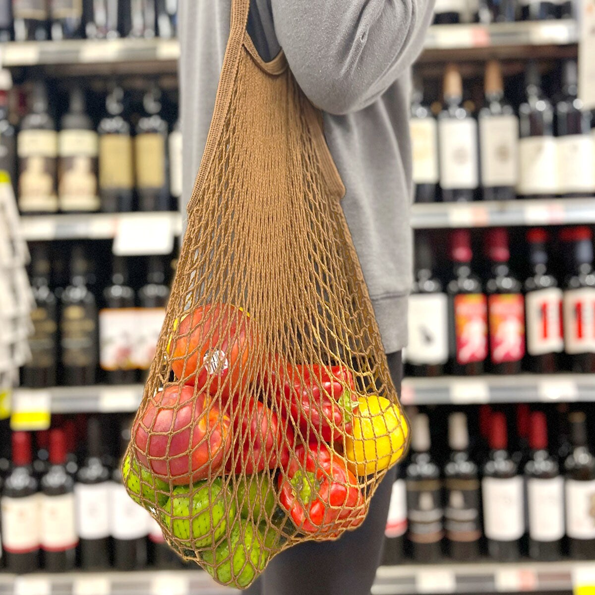Wrapables Cotton Mesh Net Shopping Bag, Grocery Bag for Vegetables, Produce (Set of 3)