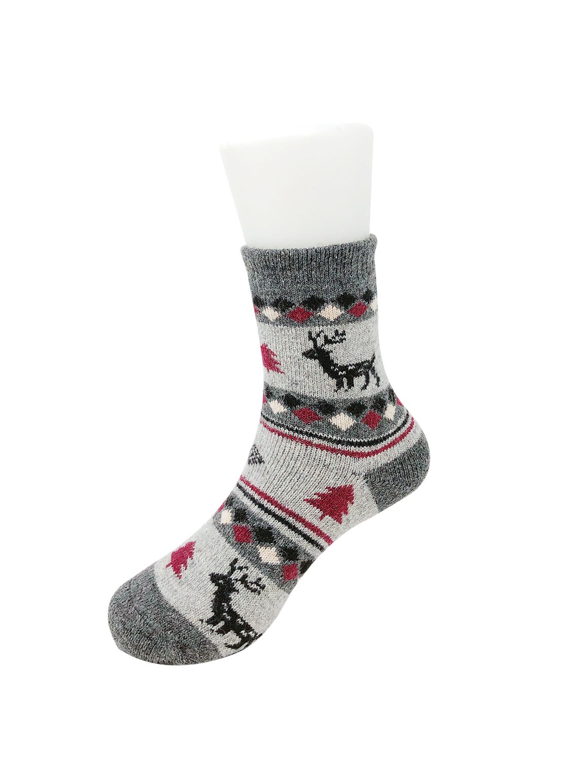 Wrapables Children&#x27;s Thick Winter Warm Wool Socks (Set of 6), Christmas Reindeer / Large