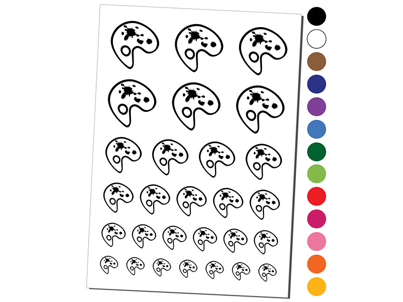 Painter Painting Artist Palette Abstract Temporary Tattoo Water Resistant Fake Body Art Set Collection
