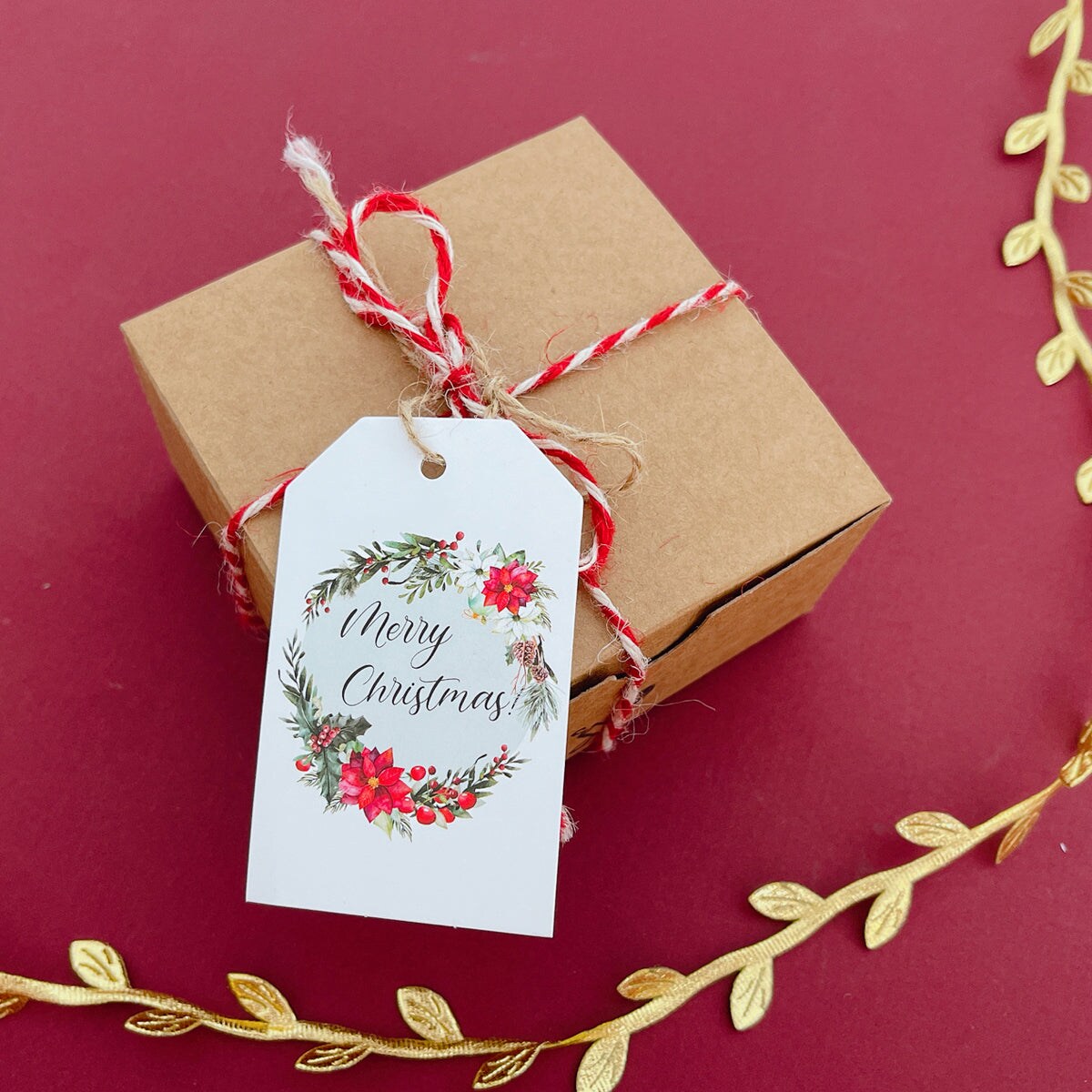 Christmas Gift Tag Set of Gift Tags Holiday Gift Tags Watercolor Christmas  Gift Tag With Silk String Gift Enclosure Tag for Present 