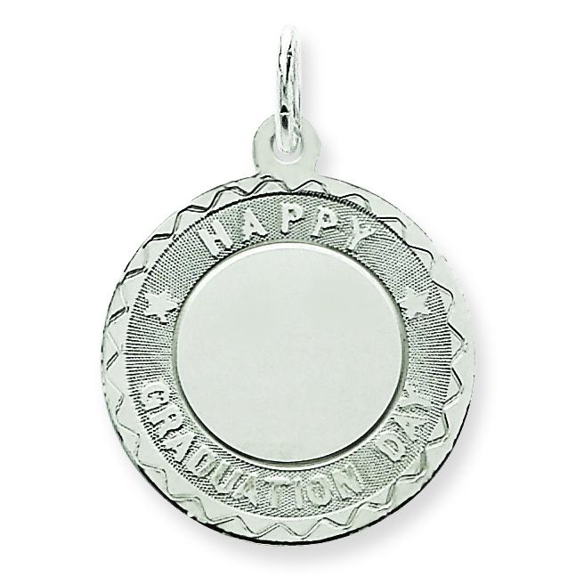 Sterling Silver Happy Graduation Day Charm Engraveable Jewerly 27mm x 20mm