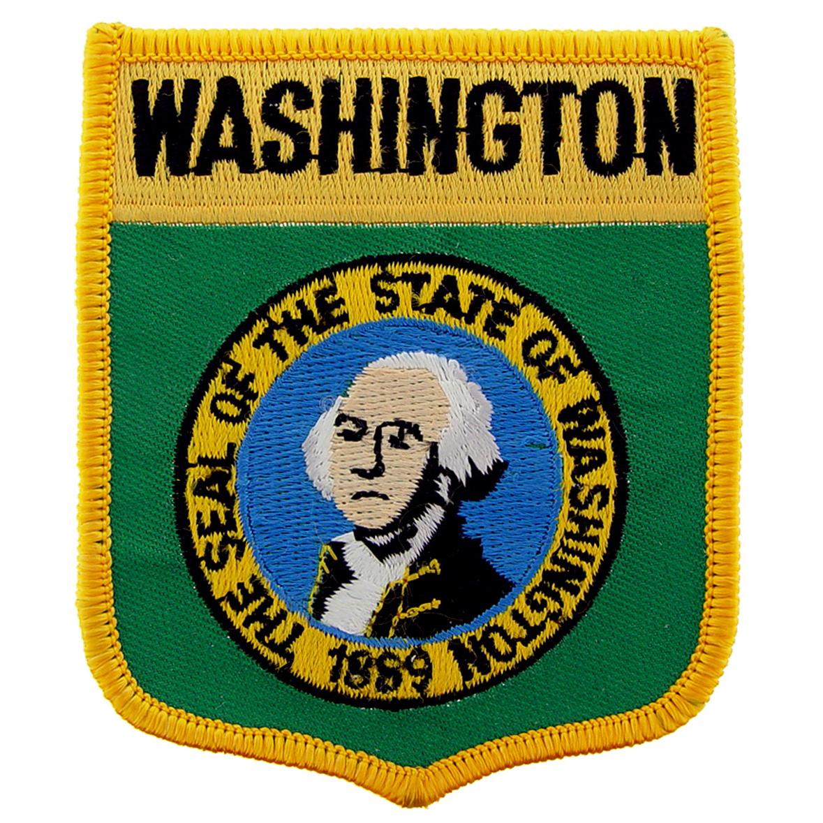 Washington State Flag Shield Patch 2 7/8" x 3 1/2"