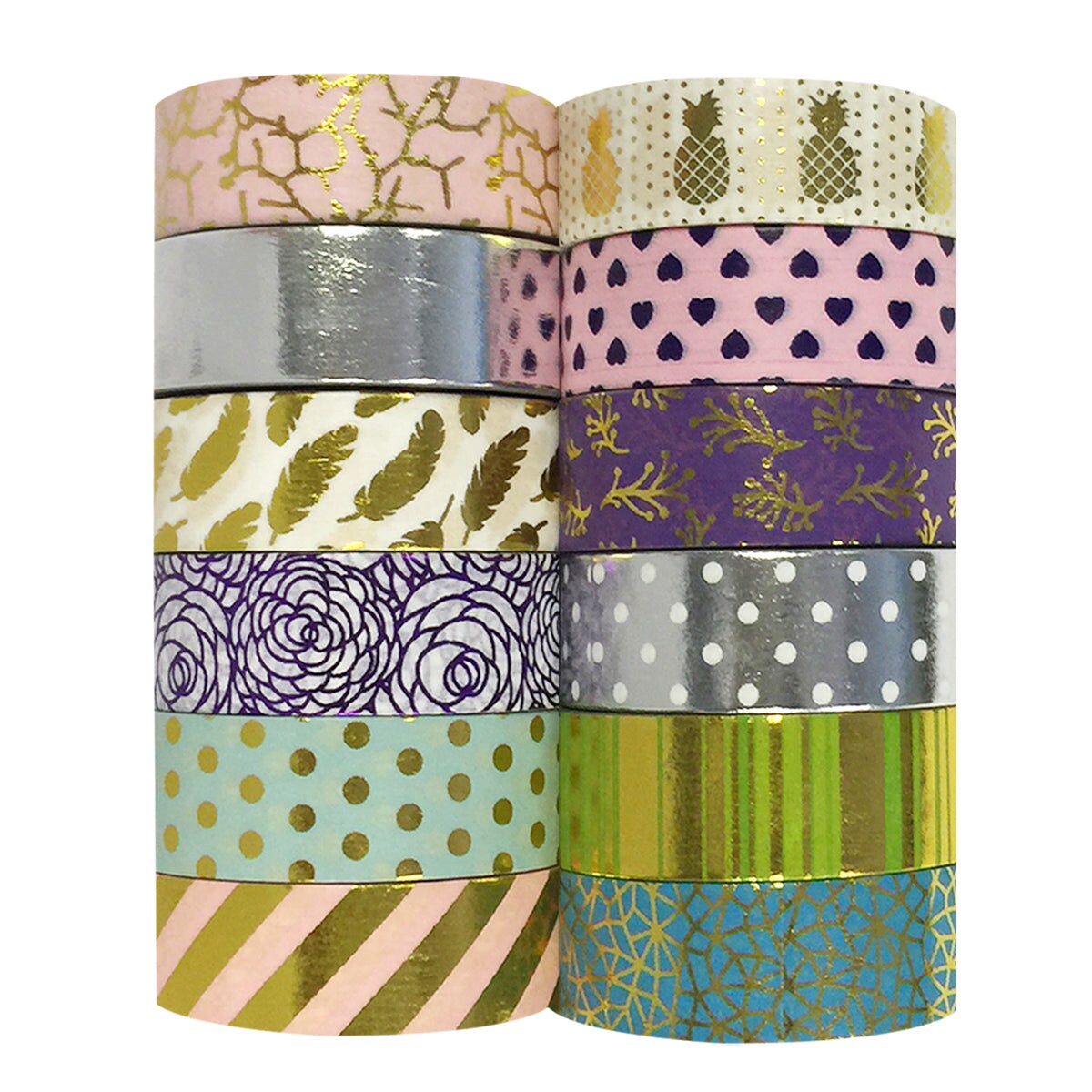 Wrapables Washi Tapes Decorative Masking Tapes, Set of 12, ADSET61