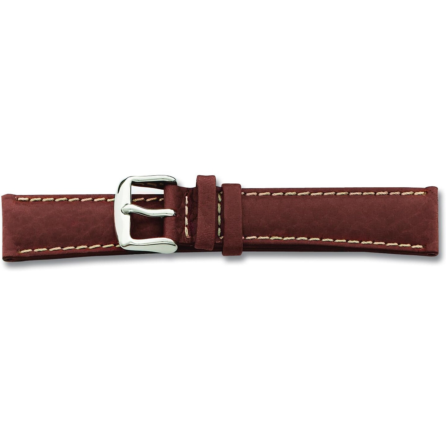 de Beer Brown Sport Leather Watch Band 24mm Silver Color