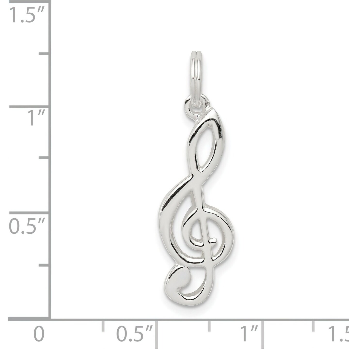 Sterling Silver Treble Clef Charm Pendant Jewelry 24mm x 10mm