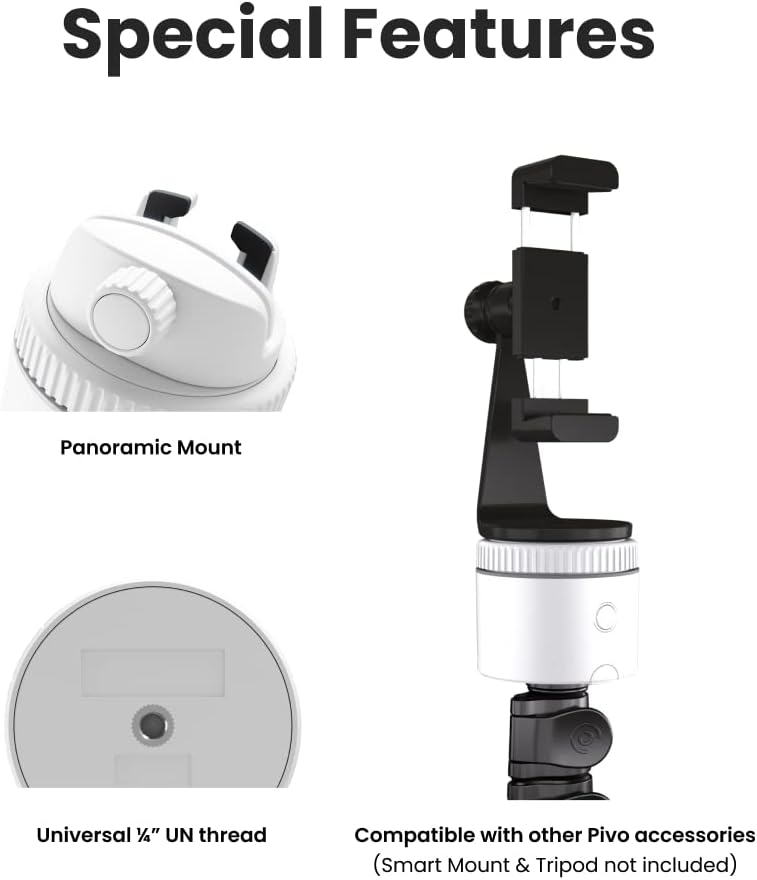 Pivo Pod Lite Auto Face Tracking Phone Holder, 360° Rotation, Handsfree Video Recording - White