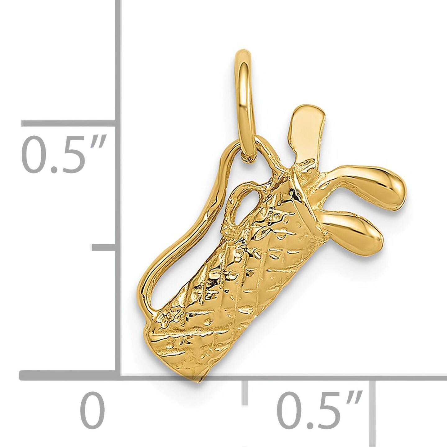 14K Yellow Gold Golf Bag & Clubs Charm Golfing Sports Jewerly 15mm x 9mm