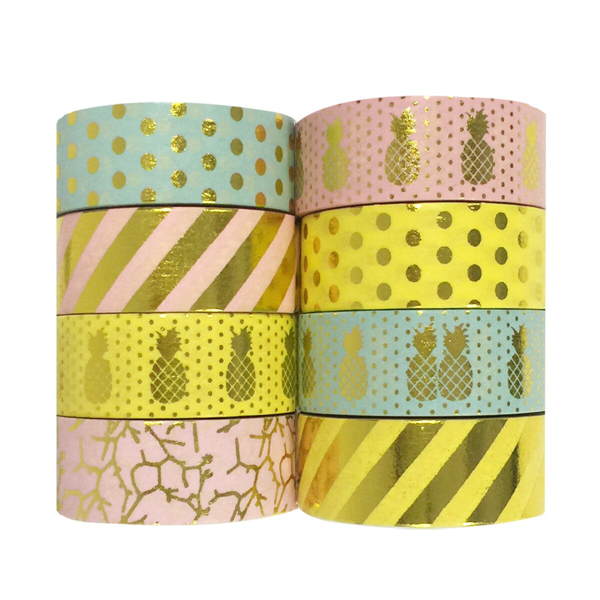 Wrapables Metallic Foil Washi Masking Tape Collection (Set of 8), 08WPSET08