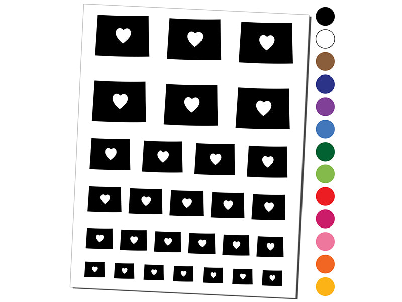 Wyoming State with Heart Temporary Tattoo Water Resistant Fake Body Art