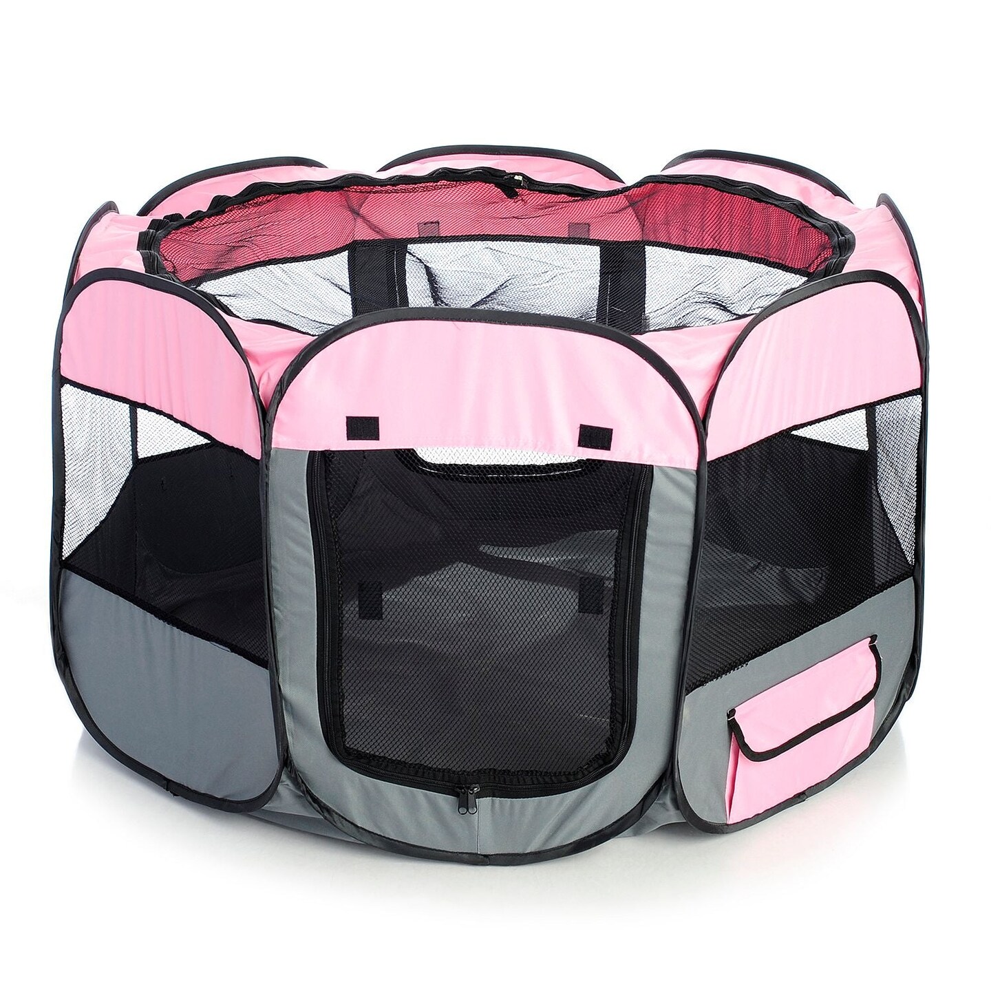 Pet Life All-Terrain Wire-Framed Collapsible Travel Pet Dog Playpen Crate, MD, Pink