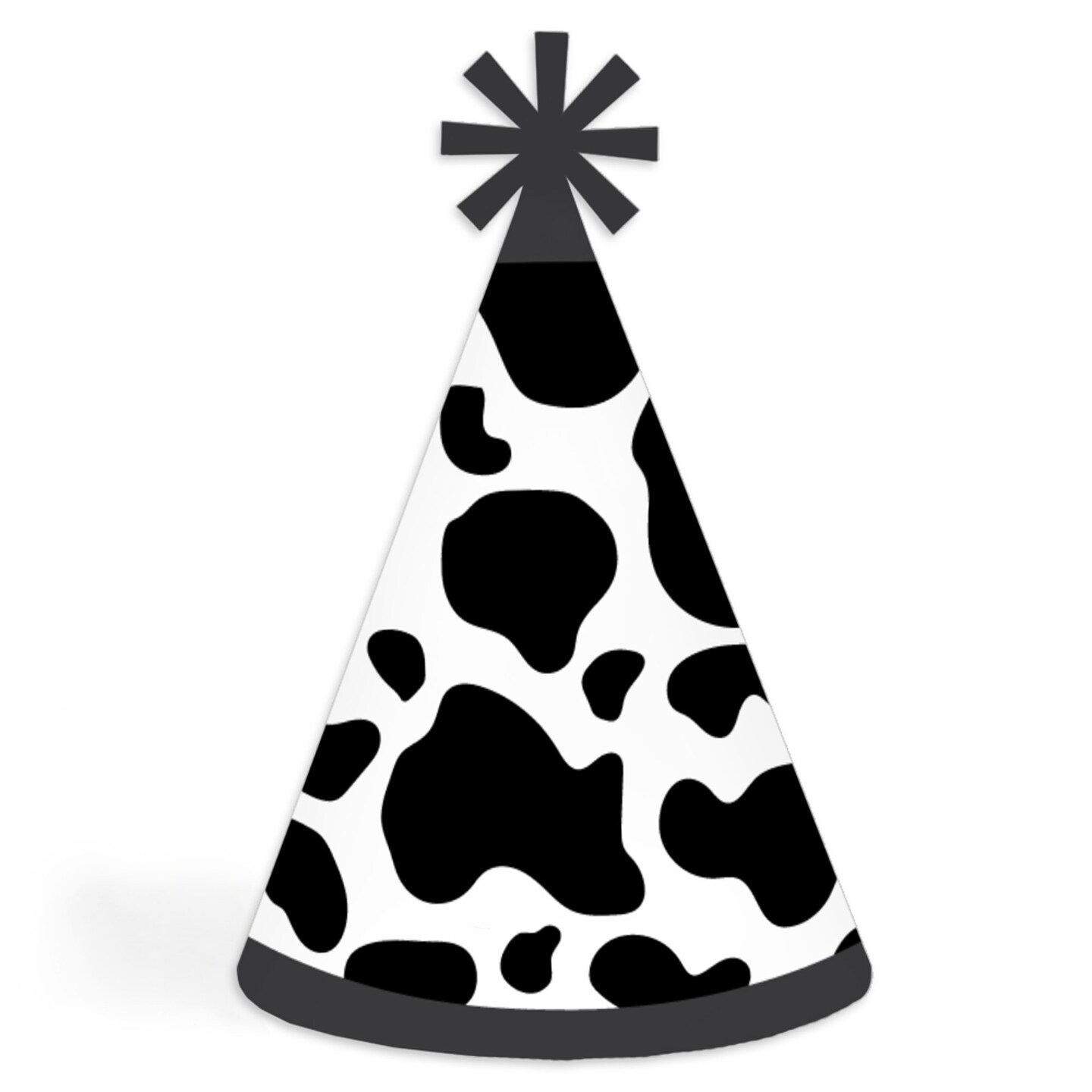 Big Dot of Happiness Cow Print - Cone Happy Birthday Party Hats for Kids and Adults - Set of 8 (Standard Size)