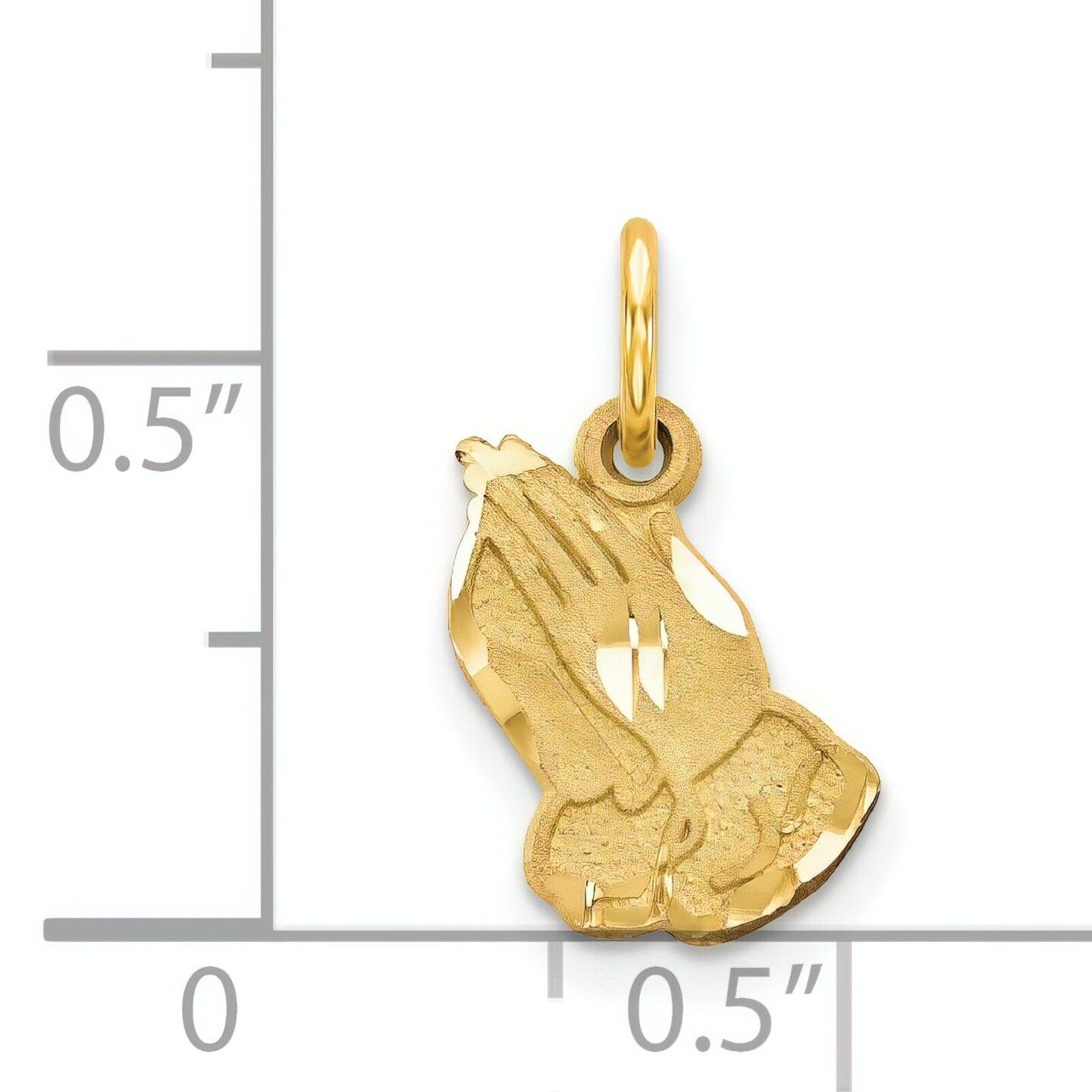 14K Yellow Gold Praying Hands Charm Pendant Jewelry 17mm x 10mm